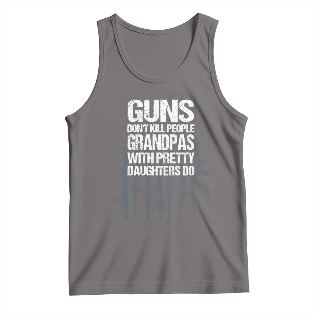 Grandpas With Pretty Daughters Tank Top Funny Grandpa Gun American Flag TS10 Deep Heather Print Your Wear