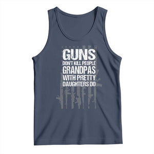 Grandpas With Pretty Daughters Tank Top Funny Grandpa Gun American Flag TS10 Navy Print Your Wear