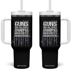 Grandpas With Pretty Daughters Tumbler With Handle Funny Grandpa Gun American Flag TS10 One Size: 40 oz Black Print Your Wear