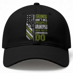 Funny Grandpa Baseball Cap Guns Dont Kill People Grandpas With Pretty Granddaughters Do US Flag TS10 Print Your Wear