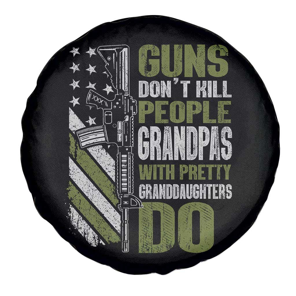 Funny Grandpa Spare Tire Cover Guns Dont Kill People Grandpas With Pretty Granddaughters Do US Flag TS10 Print Your Wear