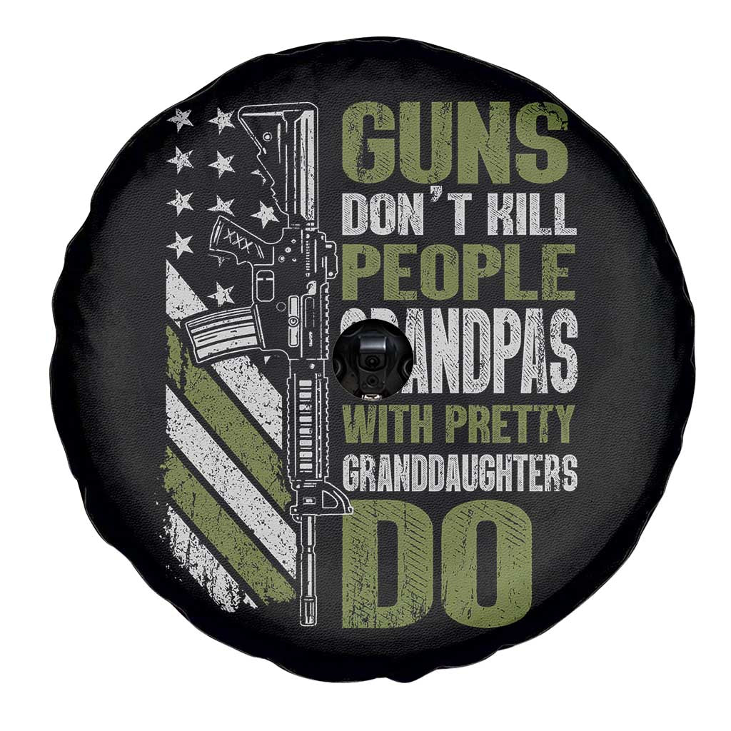 Funny Grandpa Spare Tire Cover Guns Dont Kill People Grandpas With Pretty Granddaughters Do US Flag TS10 Print Your Wear