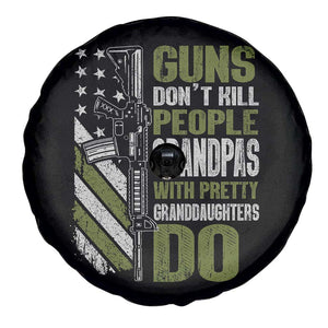 Funny Grandpa Spare Tire Cover Guns Dont Kill People Grandpas With Pretty Granddaughters Do US Flag TS10 Print Your Wear