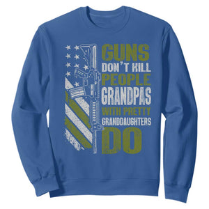 Funny Grandpa Sweatshirt Guns Dont Kill People Grandpas With Pretty Granddaughters Do US Flag TS10 Royal Blue Print Your Wear
