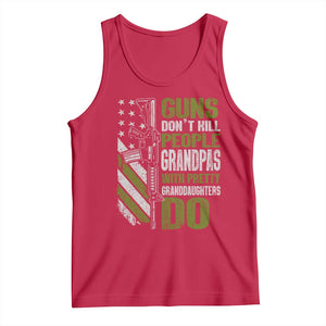 Funny Grandpa Tank Top Guns Dont Kill People Grandpas With Pretty Granddaughters Do US Flag TS10 Red Print Your Wear