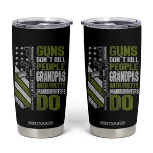Funny Grandpa Tumbler Cup Guns Dont Kill People Grandpas With Pretty Granddaughters Do US Flag TS10 Black Print Your Wear