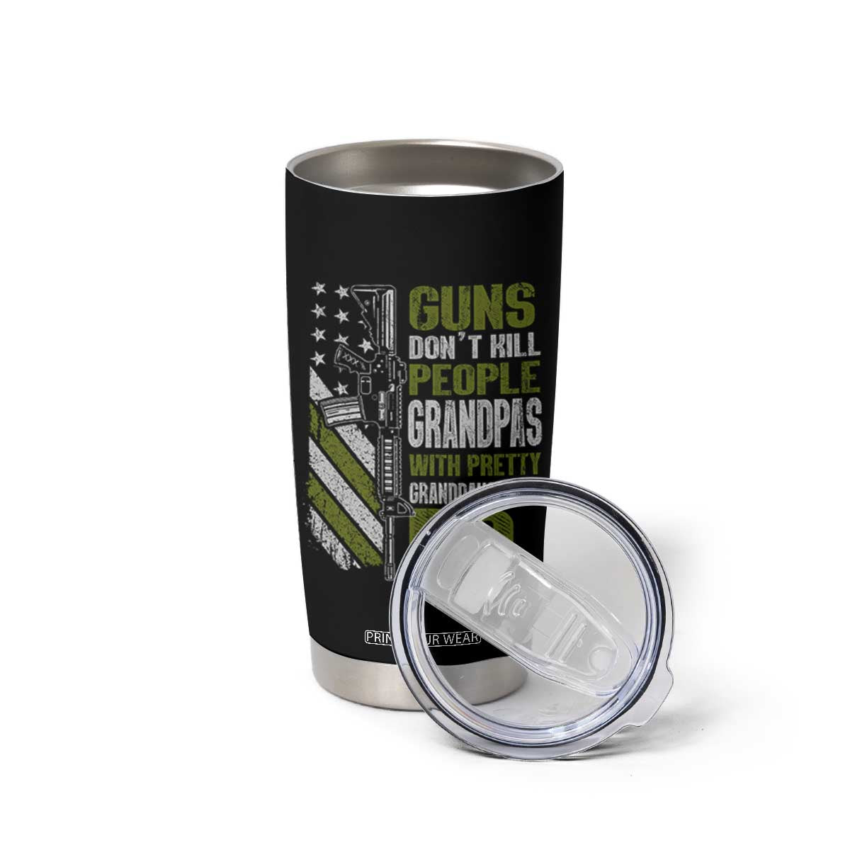 Funny Grandpa Tumbler Cup Guns Dont Kill People Grandpas With Pretty Granddaughters Do US Flag TS10 Print Your Wear