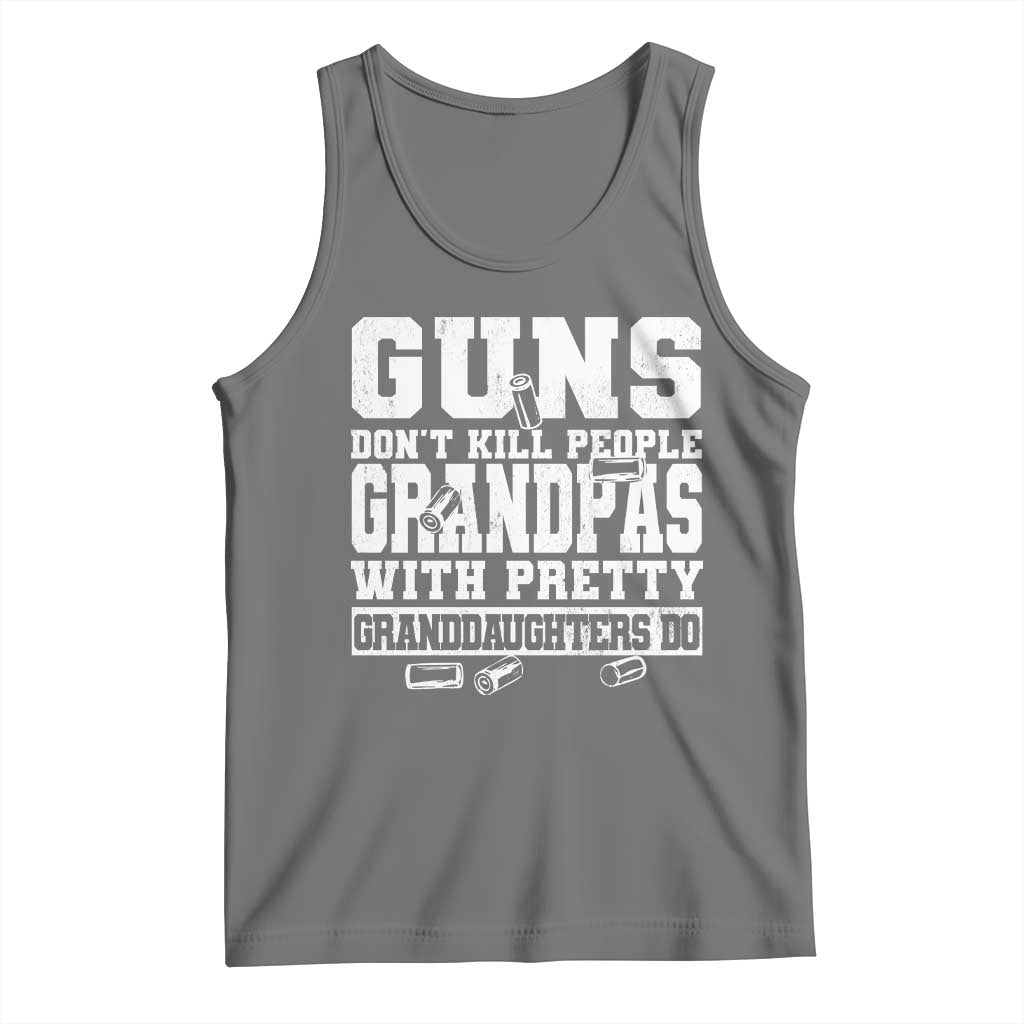 Funny Grandpa Tank Top Guns Dont Kill People Grandpas With Pretty Granddaughters Do TS10 Black Heather Print Your Wear