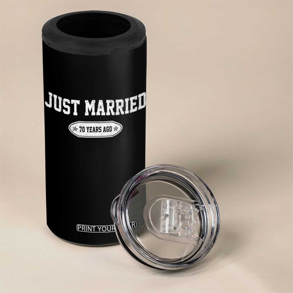 Just Married 70 Years Ago 4 in 1 Can Cooler Tumbler 70th Wedding Anniversary Matching TS10 Print Your Wear