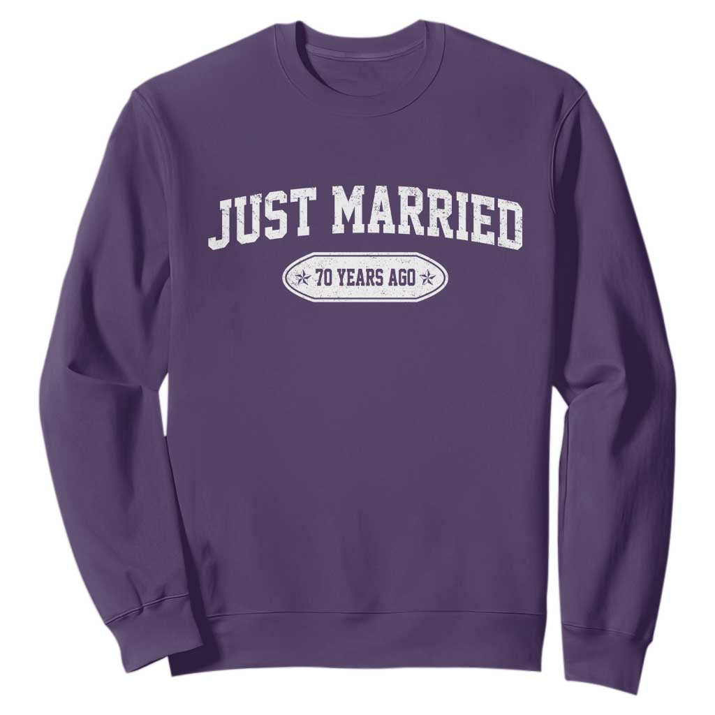 Just Married 70 Years Ago Sweatshirt 70th Wedding Anniversary Matching TS10 Purple Print Your Wear