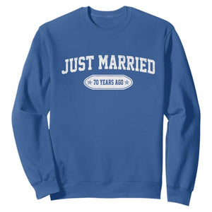 Just Married 70 Years Ago Sweatshirt 70th Wedding Anniversary Matching TS10 Royal Blue Print Your Wear