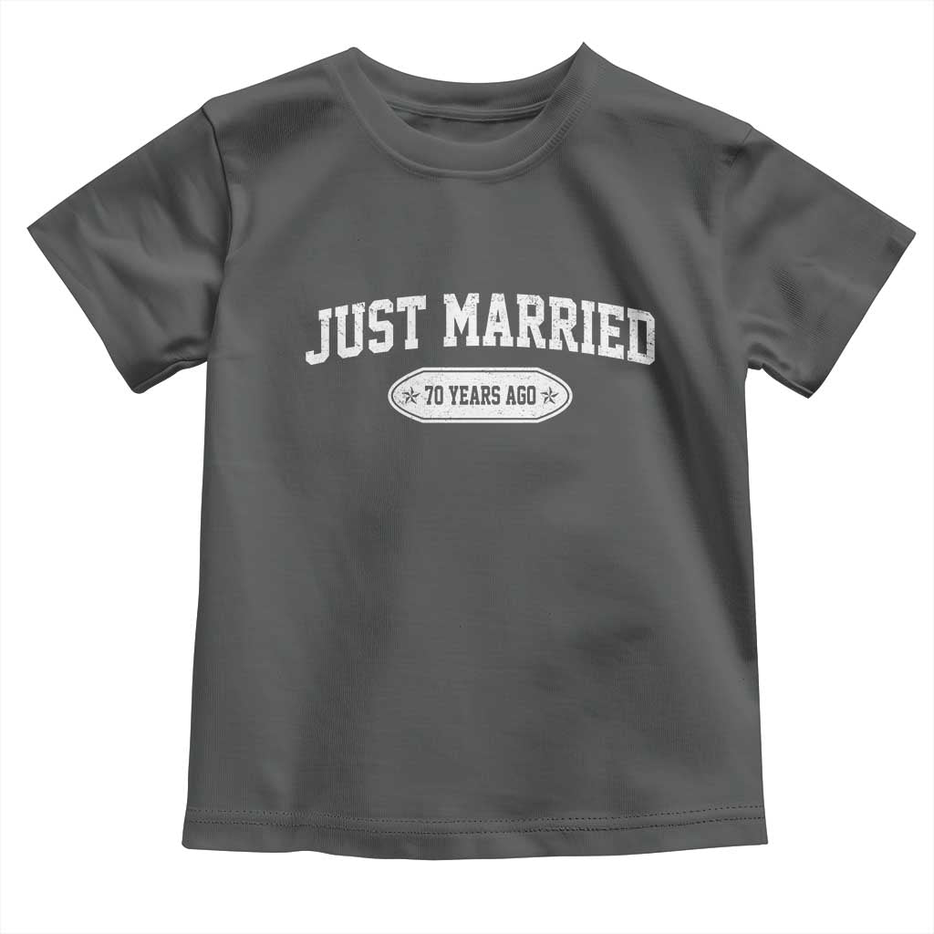 Just Married 70 Years Ago Toddler T Shirt 70th Wedding Anniversary Matching TS10 Dark Heather Print Your Wear