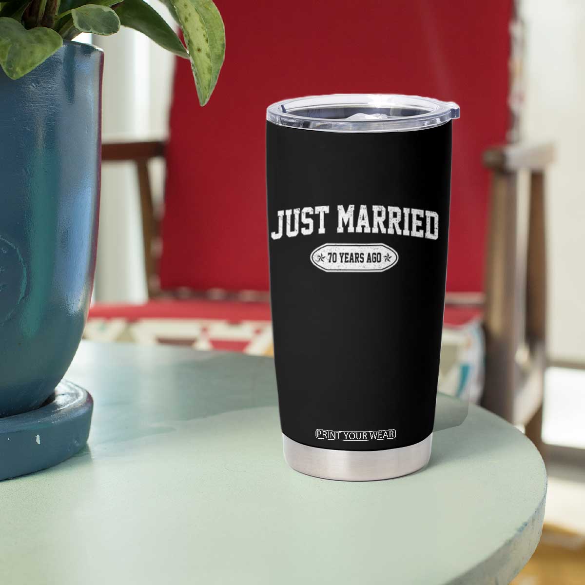 Just Married 70 Years Ago Tumbler Cup 70th Wedding Anniversary Matching TS10 Print Your Wear