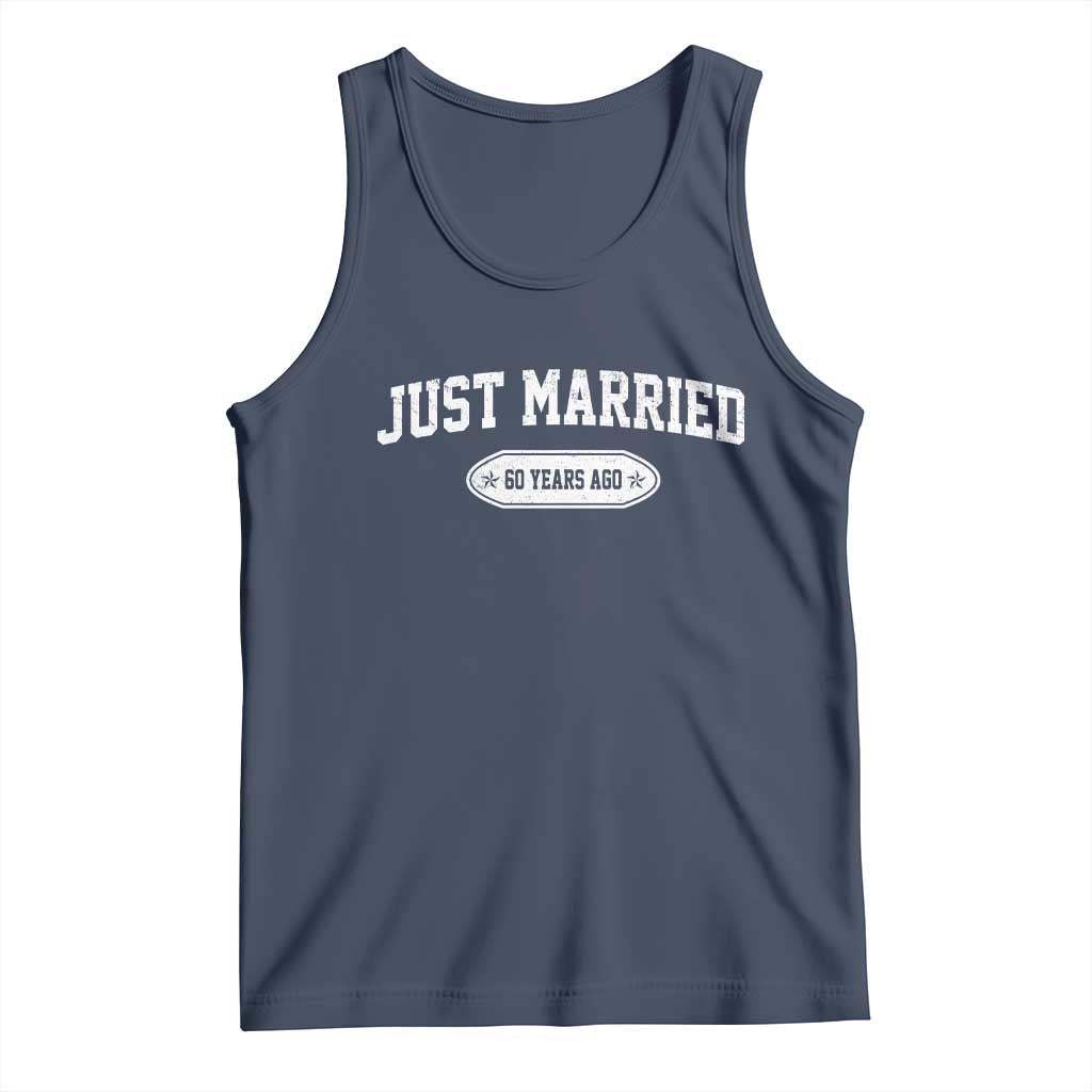 Just Married 60 Years Ago Tank Top 60th Wedding Anniversary Matching TS10 Navy Print Your Wear