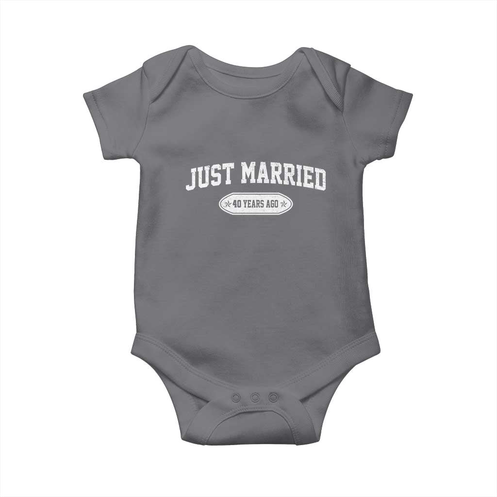 Just Married 40 Years Ago Baby Onesie 40th Wedding Anniversary Matching TS10 Charcoal Print Your Wear