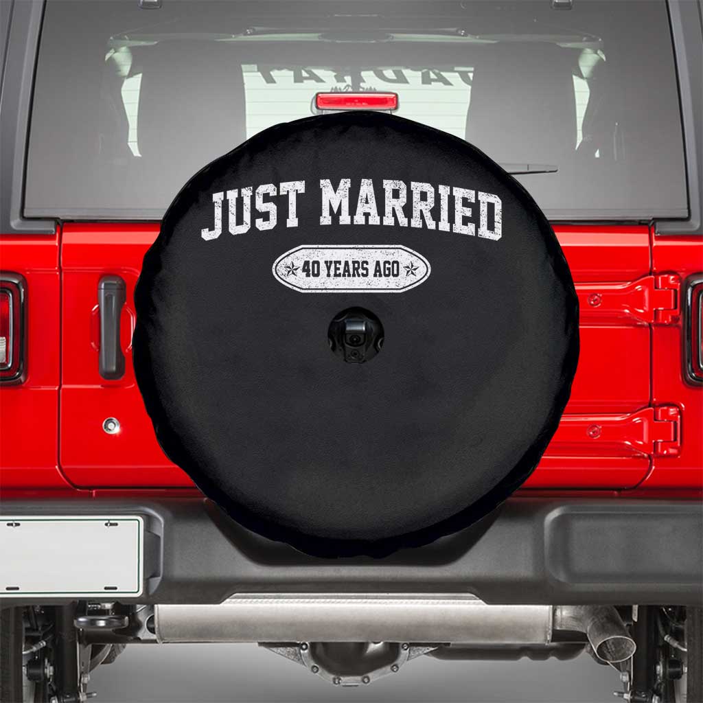 Just Married 40 Years Ago Spare Tire Cover 40th Wedding Anniversary Matching TS10 Black Print Your Wear