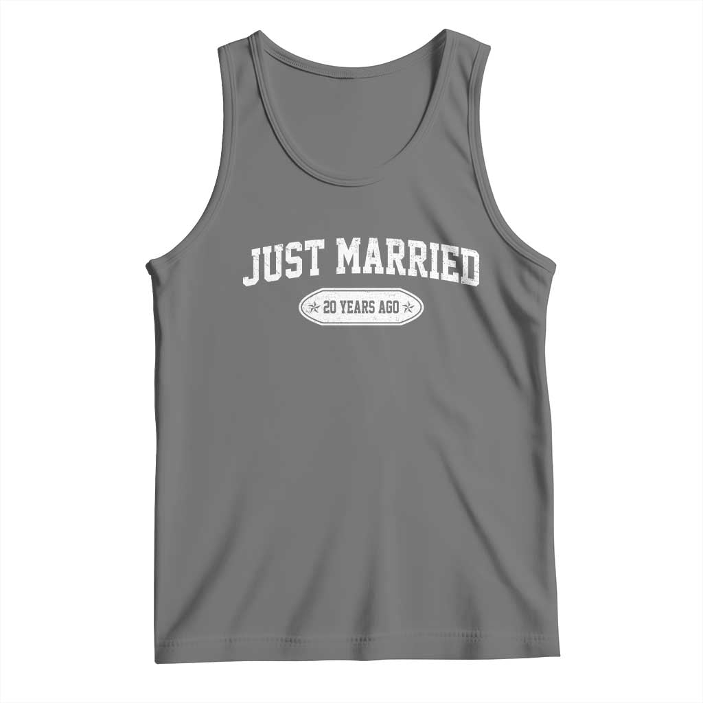 Just Married 20 Years Ago Tank Top 20th Wedding Anniversary Matching TS10 Black Heather Print Your Wear