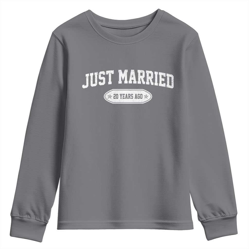 Just Married 20 Years Ago Youth Sweatshirt 20th Wedding Anniversary Matching TS10 Charcoal Print Your Wear