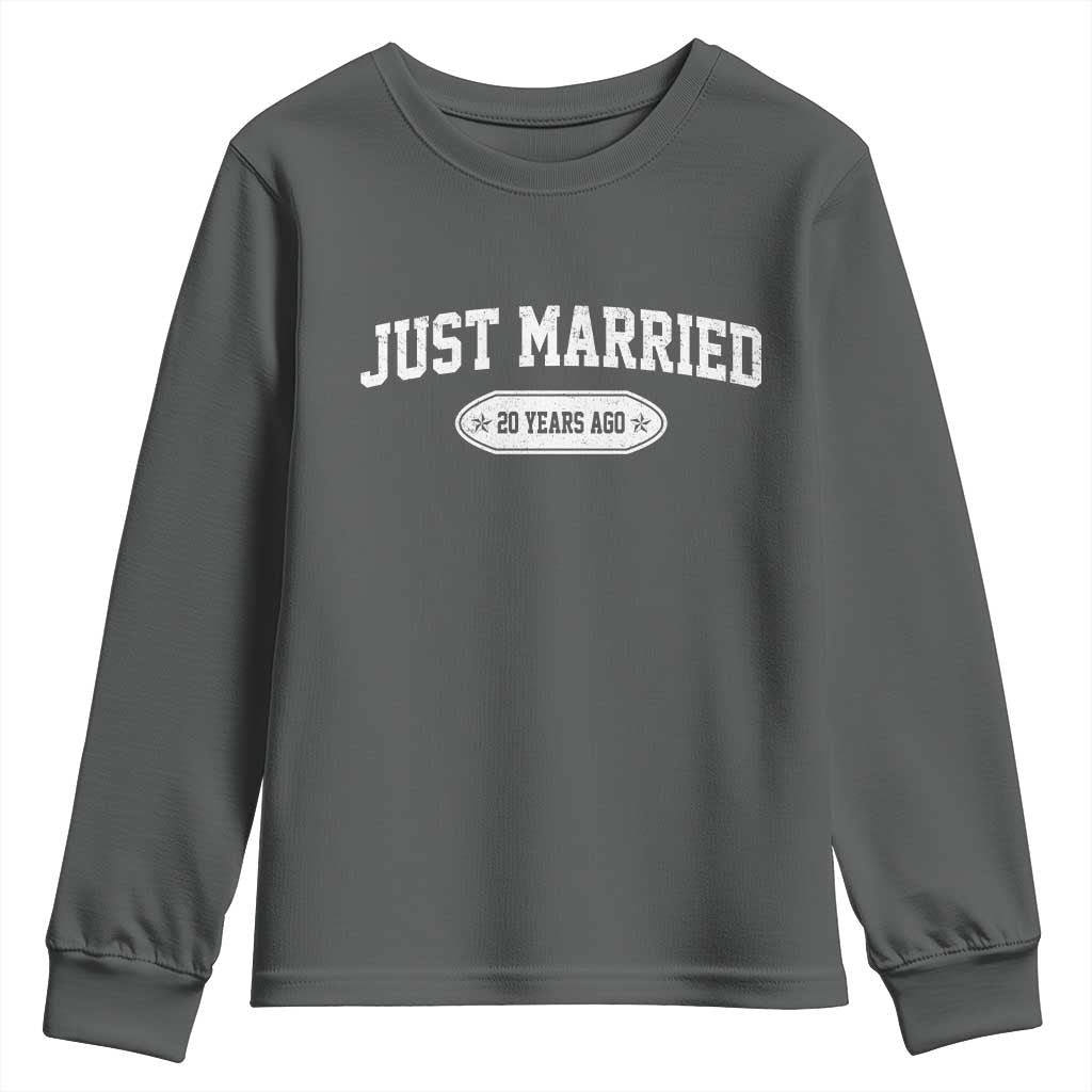 Just Married 20 Years Ago Youth Sweatshirt 20th Wedding Anniversary Matching TS10 Dark Heather Print Your Wear