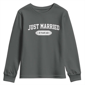 Just Married 20 Years Ago Youth Sweatshirt 20th Wedding Anniversary Matching TS10 Dark Heather Print Your Wear