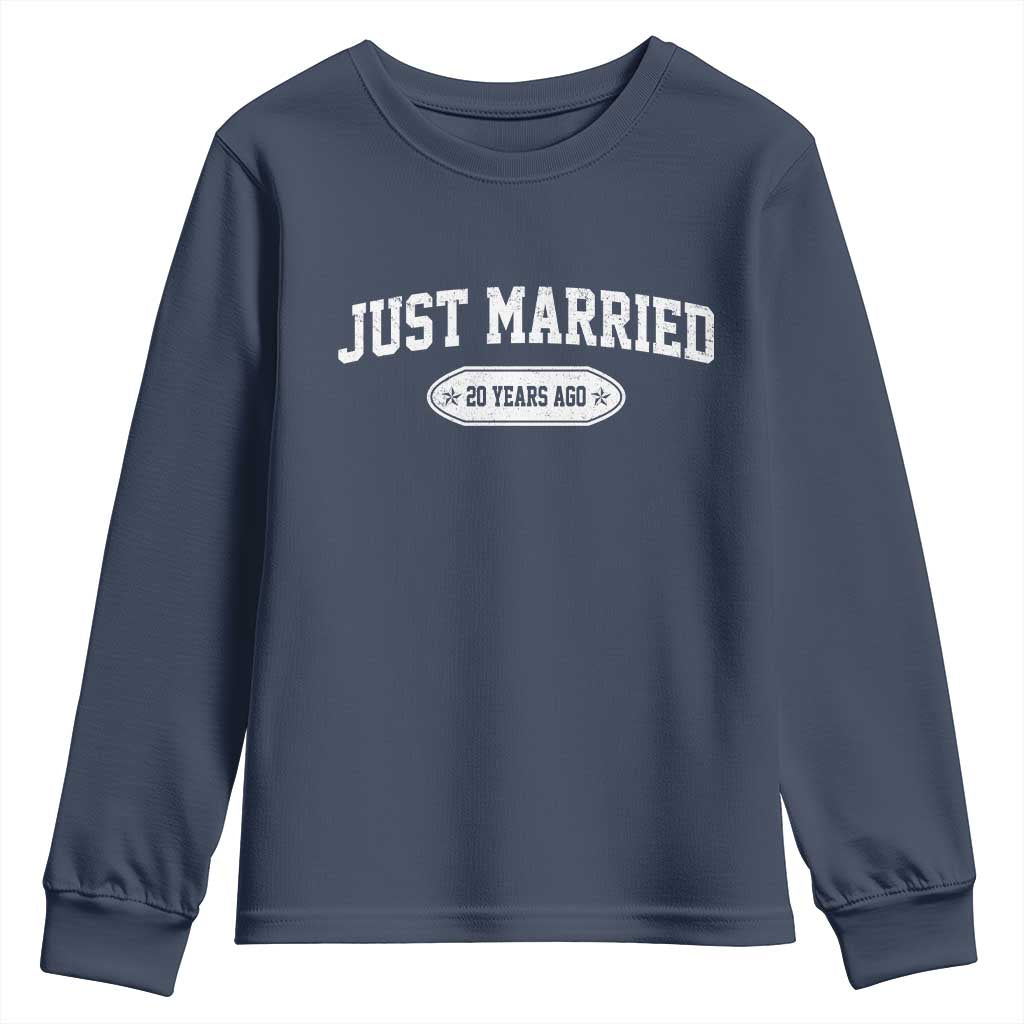 Just Married 20 Years Ago Youth Sweatshirt 20th Wedding Anniversary Matching TS10 Navy Print Your Wear