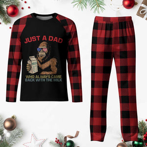 Just A Dad Who Always Came Back With The Milk Plaid Pajama Set Funny Fathers Day Bigfoot Sasquatch Lovers TS10 Buffalo Plaid Print Your Wear