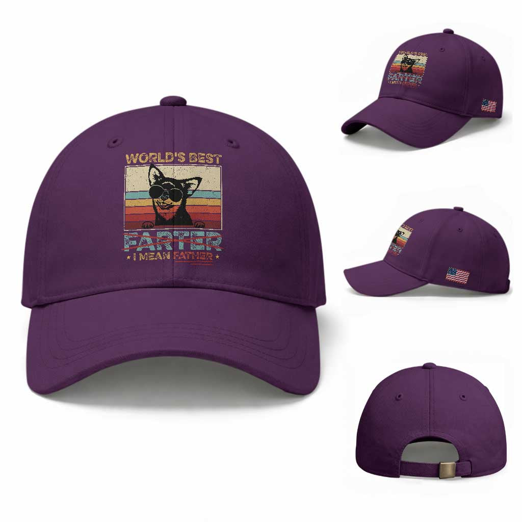 Funny Dad Dog Baseball Cap Fathers Day World's Best Farter I Mean Father TS10 Baseball Cap Universal Fit Purple Print Your Wear