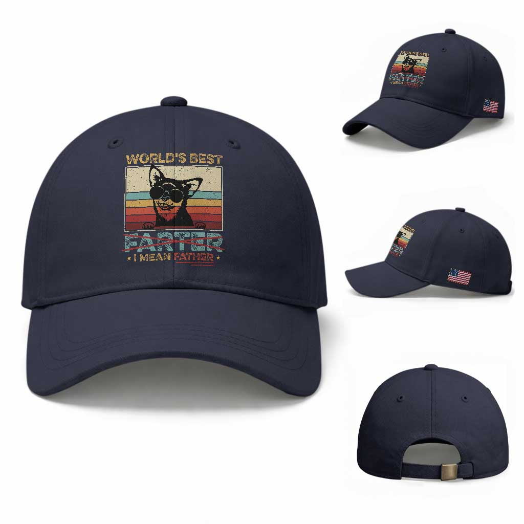Funny Dad Dog Baseball Cap Fathers Day World's Best Farter I Mean Father TS10 Baseball Cap Universal Fit Navy Print Your Wear