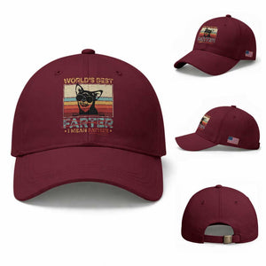 Funny Dad Dog Baseball Cap Fathers Day World's Best Farter I Mean Father TS10 Baseball Cap Universal Fit Maroon Print Your Wear