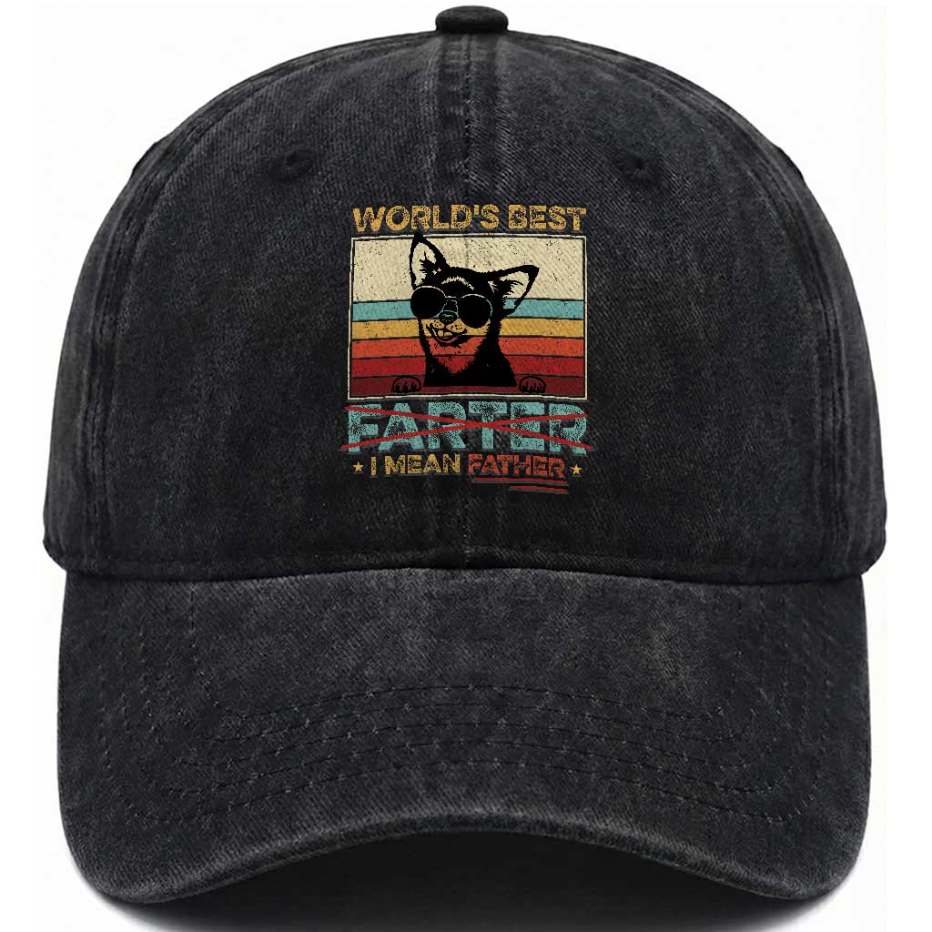 Funny Dad Dog Washed Cotton Baseball Cap Fathers Day World's Best Farter I Mean Father TS10 Print Your Wear