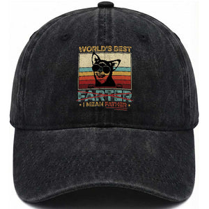 Funny Dad Dog Washed Cotton Baseball Cap Fathers Day World's Best Farter I Mean Father TS10 Print Your Wear