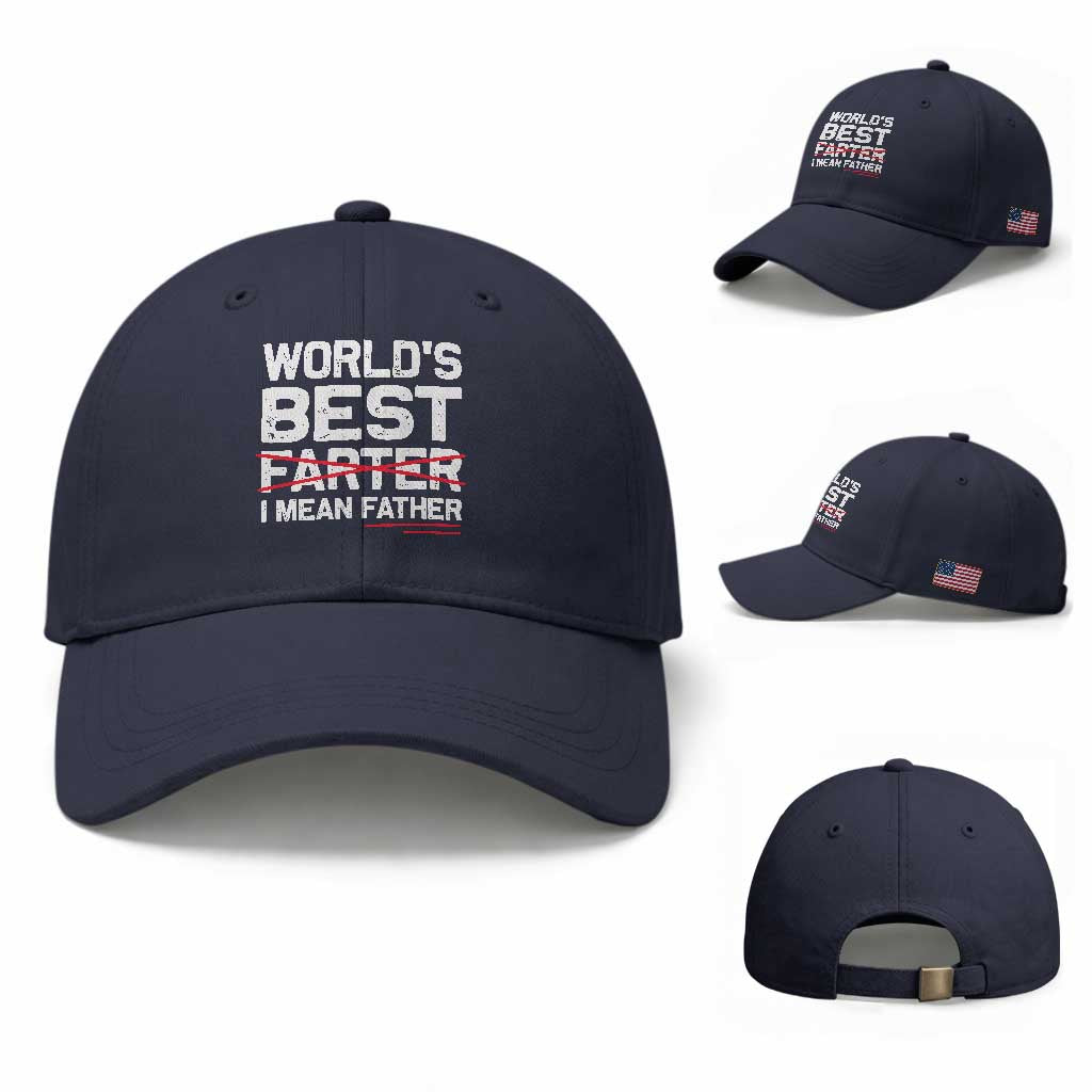 Retro World's Best Farter I Mean Father Baseball Cap Funny Best Dad TS10 Baseball Cap Universal Fit Navy Print Your Wear