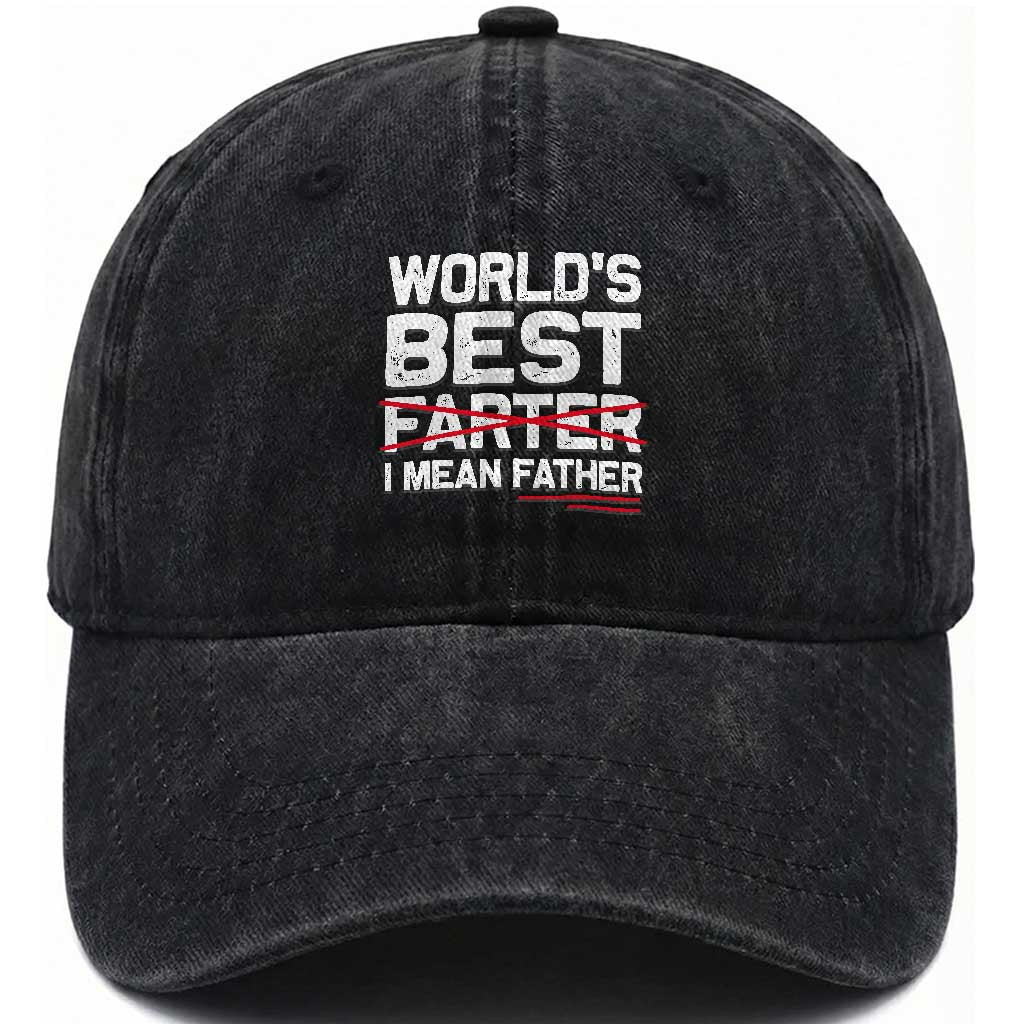 Retro World's Best Farter I Mean Father Washed Cotton Baseball Cap Funny Best Dad