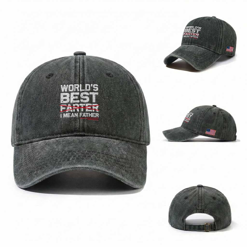 Retro World's Best Farter I Mean Father Washed Cotton Baseball Cap Funny Best Dad