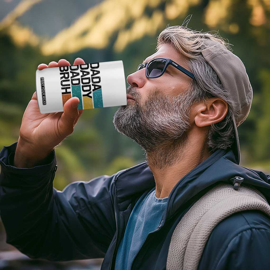 Dada Daddy Dad Bruh 4 in 1 Can Cooler Tumbler Funny Fathers Day Bruh TS10 Print Your Wear