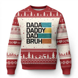 Dada Daddy Dad Bruh Ugly Christmas Sweater Funny Fathers Day Bruh TS10 Beige Red Print Your Wear