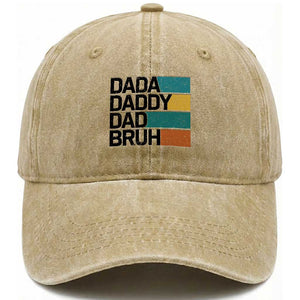 Dada Daddy Dad Bruh Washed Cotton Baseball Cap Funny Fathers Day Bruh TS10 Print Your Wear