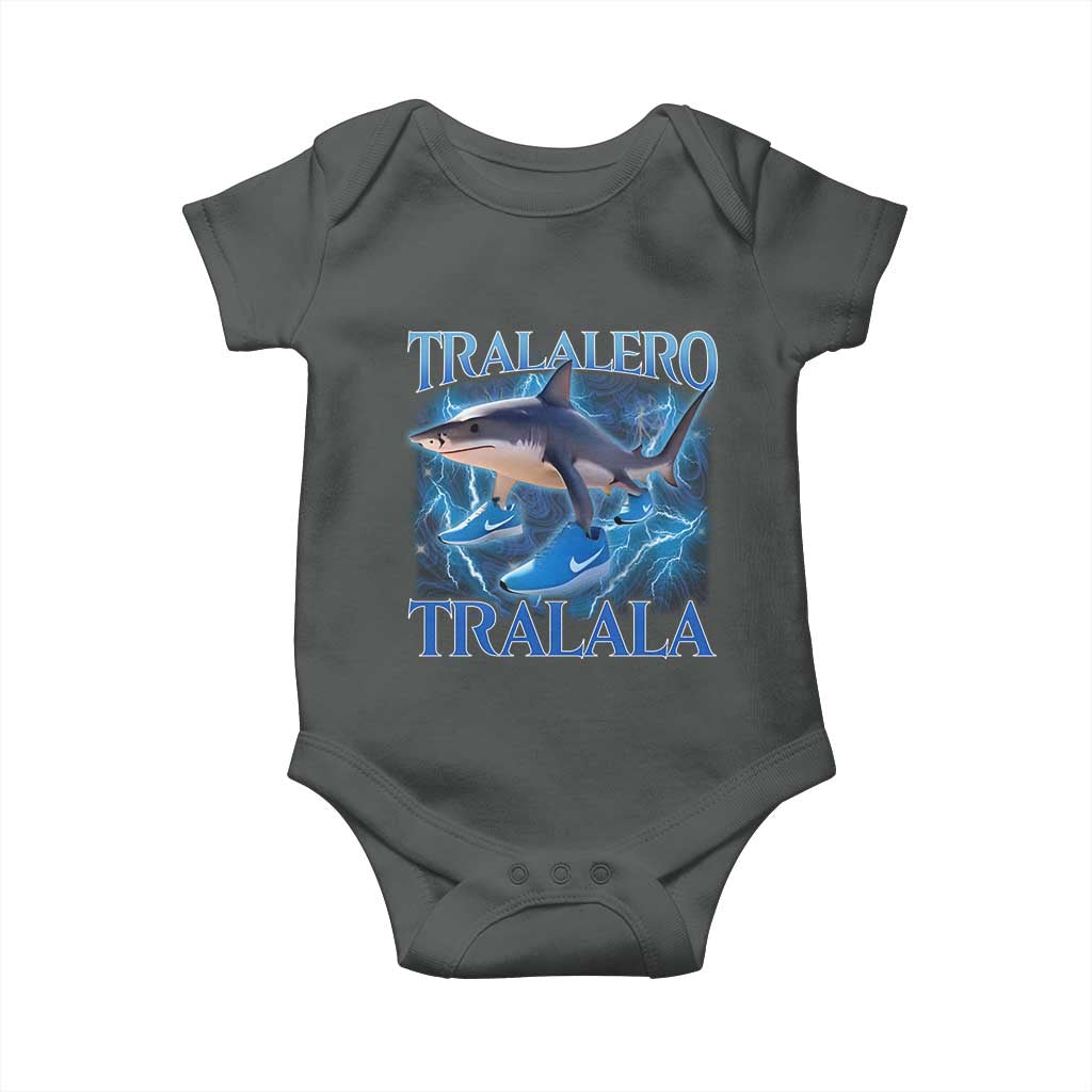 Tralalero Tralala Shark Baby Onesie Funny Internet Brainrot Memes Gen Alpha TS10 Dark Heather Print Your Wear