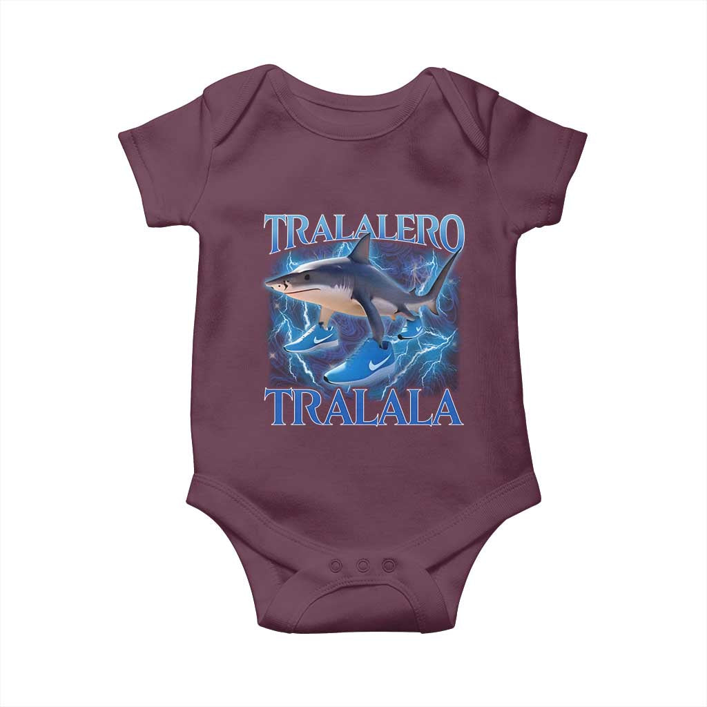 Tralalero Tralala Shark Baby Onesie Funny Internet Brainrot Memes Gen Alpha TS10 Maroon Print Your Wear
