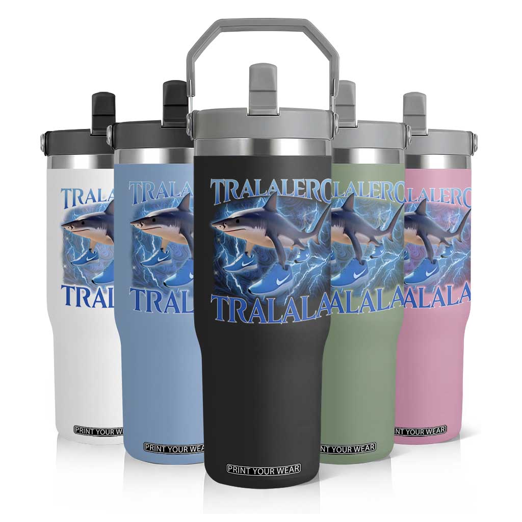 Tralalero Tralala Shark Flip Straw Tumbler Funny Internet Brainrot Memes Gen Alpha TS10 Print Your Wear