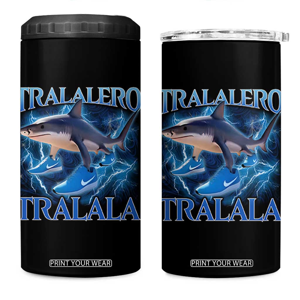 Tralalero Tralala Shark 4 in 1 Can Cooler Tumbler Funny Internet Brainrot Memes Gen Alpha TS10 One Size: 16 oz Black Print Your Wear