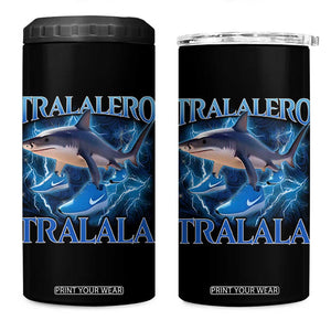 Tralalero Tralala Shark 4 in 1 Can Cooler Tumbler Funny Internet Brainrot Memes Gen Alpha TS10 One Size: 16 oz Black Print Your Wear
