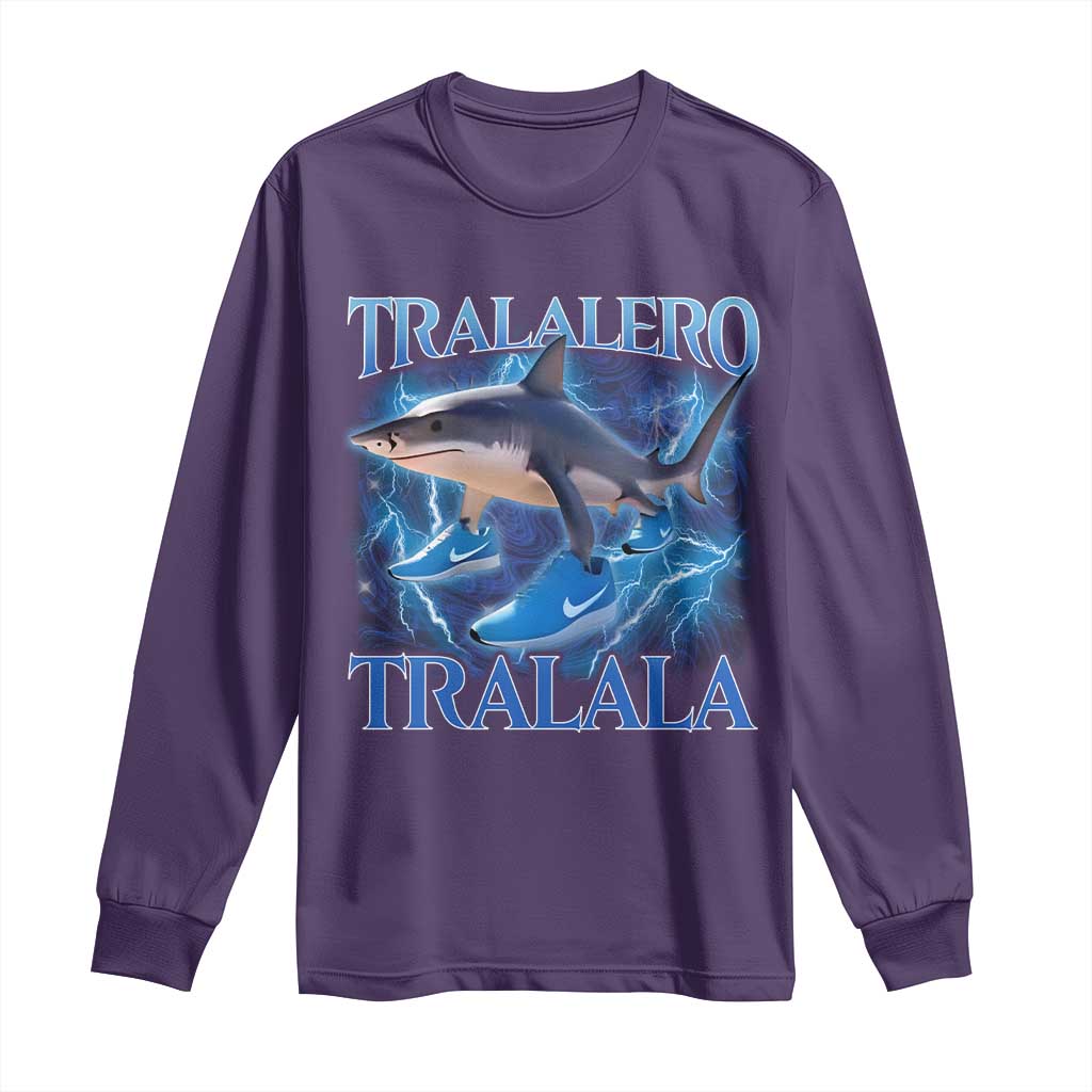 Tralalero Tralala Shark Long Sleeve Shirt Funny Internet Brainrot Memes Gen Alpha TS10 Purple Print Your Wear