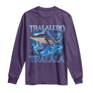 Tralalero Tralala Shark Long Sleeve Shirt Funny Internet Brainrot Memes Gen Alpha TS10 Purple Print Your Wear