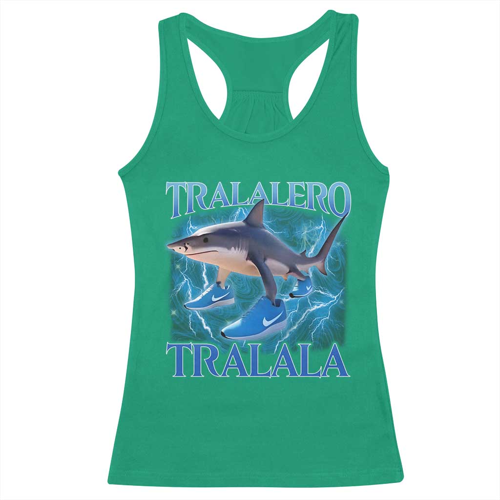 Tralalero Tralala Shark Racerback Tank Top Funny Internet Brainrot Memes Gen Alpha TS10 Irish Green Print Your Wear
