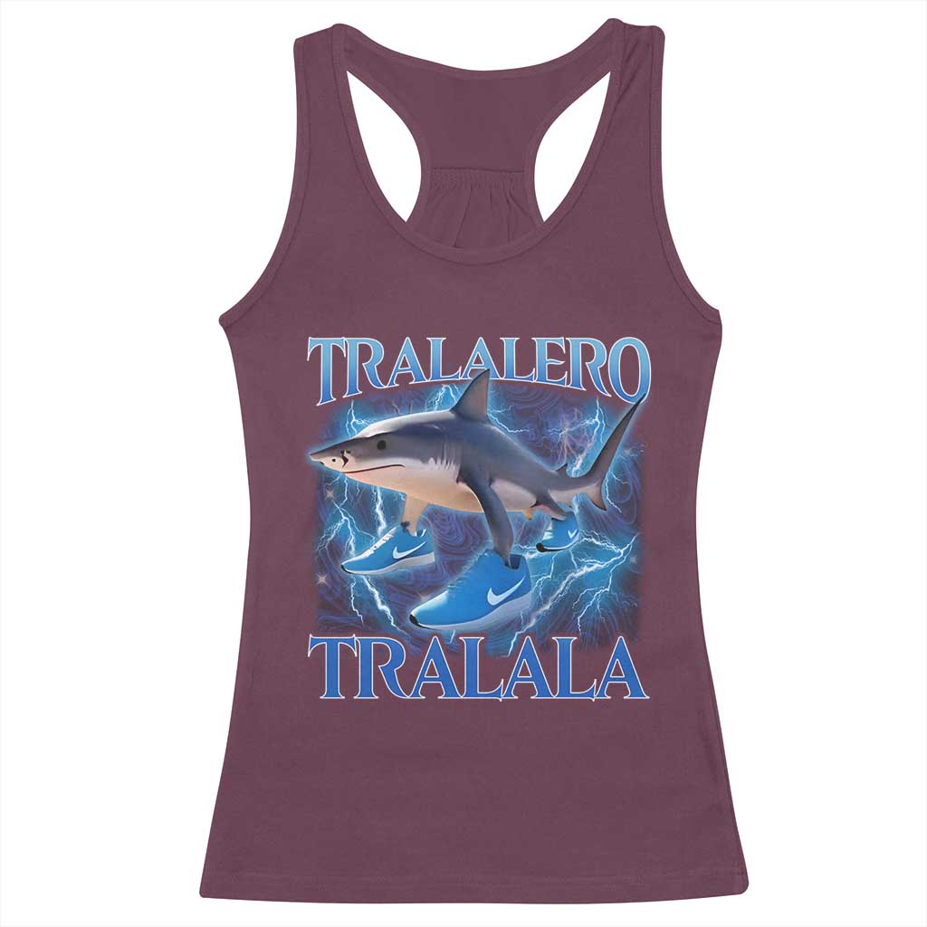Tralalero Tralala Shark Racerback Tank Top Funny Internet Brainrot Memes Gen Alpha TS10 Maroon Print Your Wear