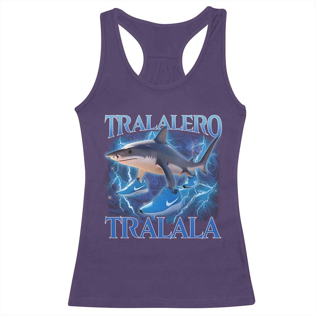 Tralalero Tralala Shark Racerback Tank Top Funny Internet Brainrot Memes Gen Alpha TS10 Purple Print Your Wear