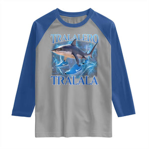Tralalero Tralala Shark Raglan Shirt Funny Internet Brainrot Memes Gen Alpha TS10 Sport Gray Royal Print Your Wear