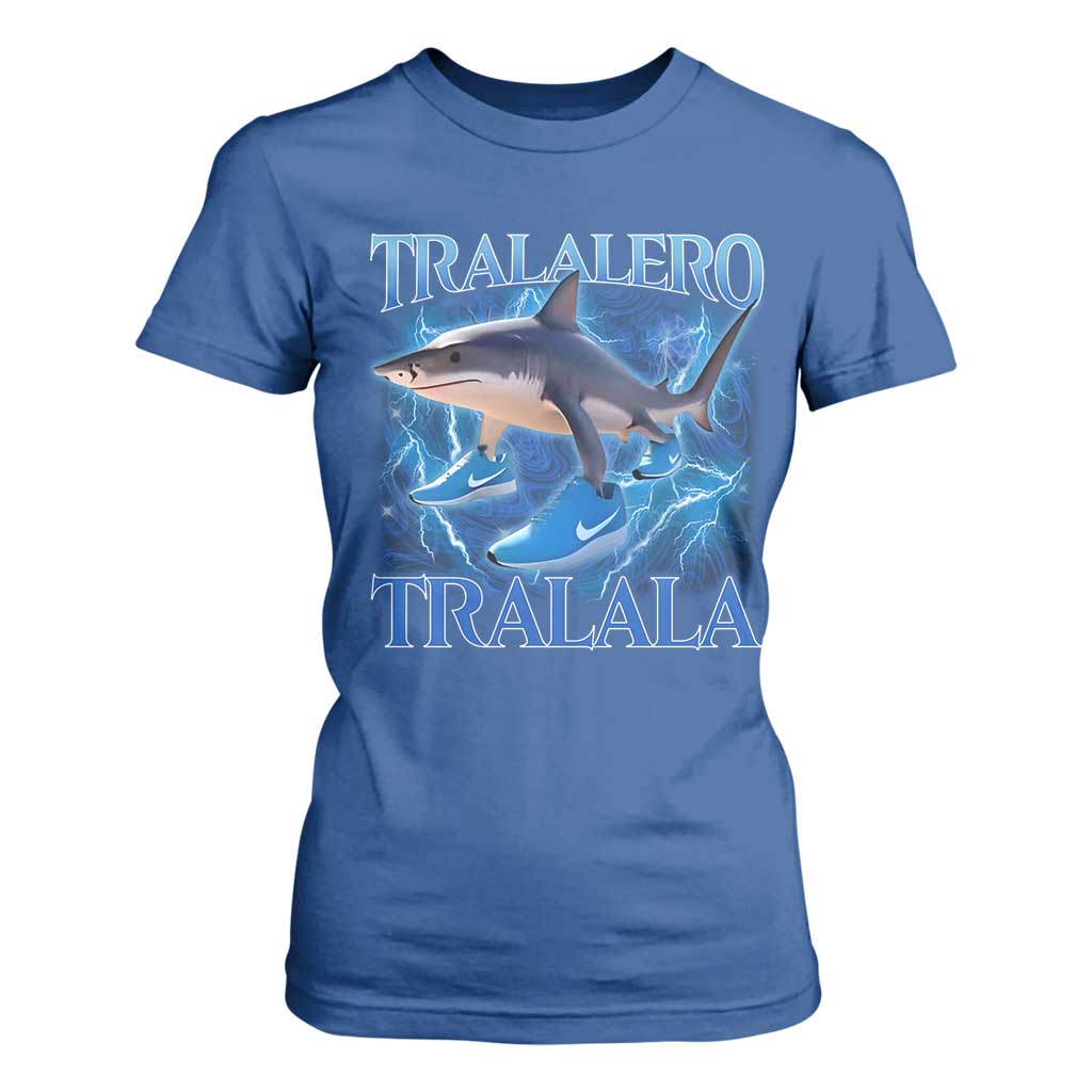Tralalero Tralala Shark T Shirt For Women Funny Internet Brainrot Memes Gen Alpha TS10 Royal Blue Print Your Wear
