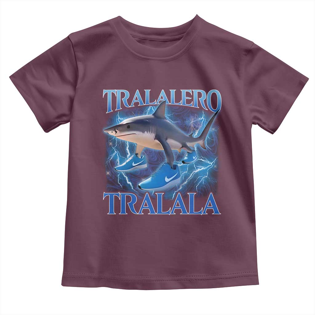 Tralalero Tralala Shark Toddler T Shirt Funny Internet Brainrot Memes Gen Alpha TS10 Maroon Print Your Wear